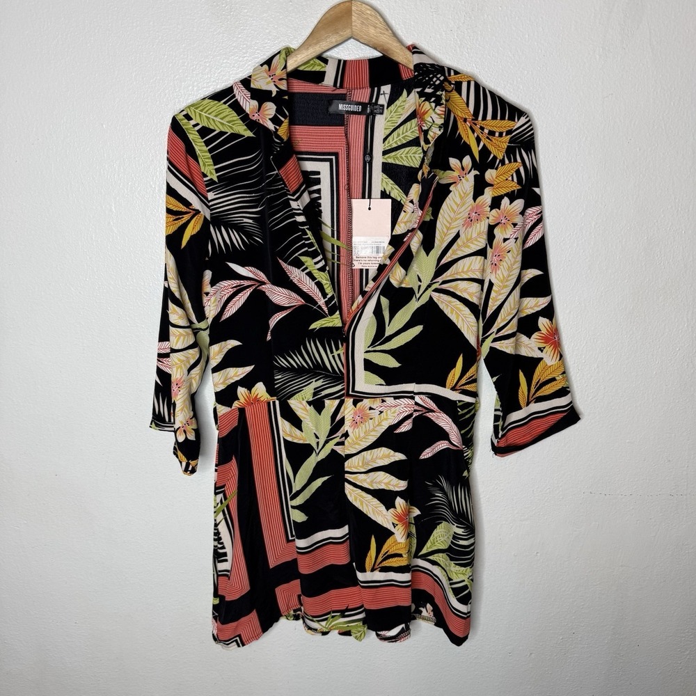 Missguided Tropical Wrap Blazer Playsuit Romper Floral Womens US 8 *No Belt